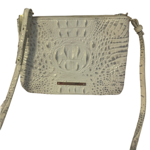 Brahmin Cream Croc-Embossed Crossbody Bag